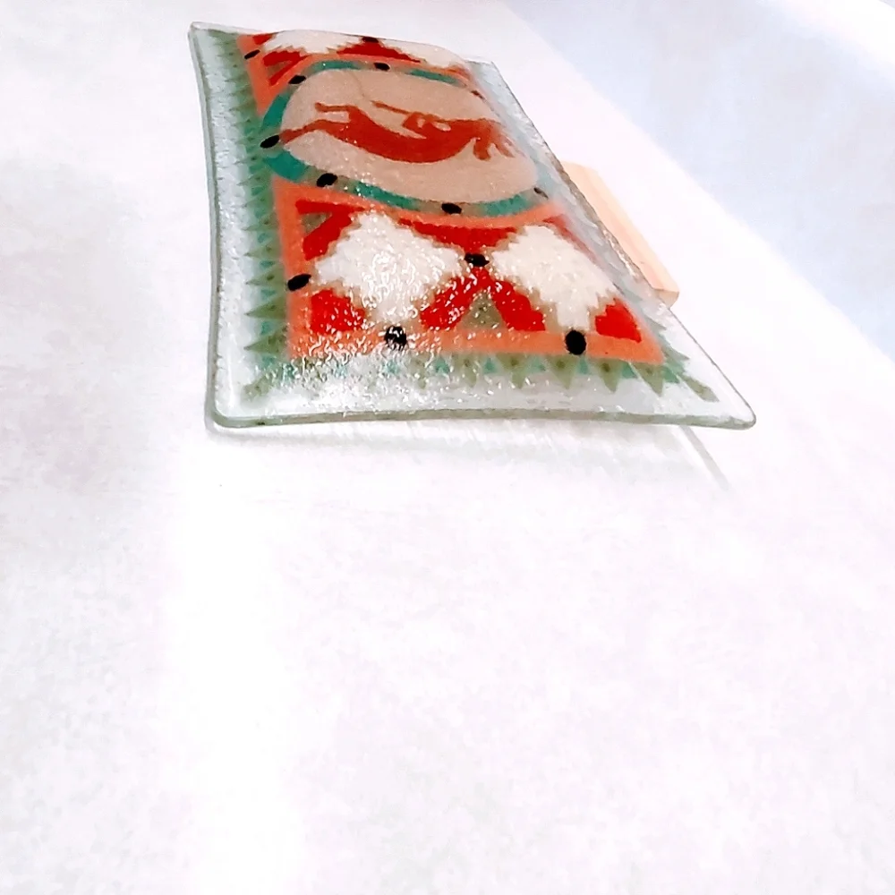 KOKOPELLI FUSED GLASS TRAY SIGNED BY PEGGY KARR RETIRED 2002 - Picture 7 of 9